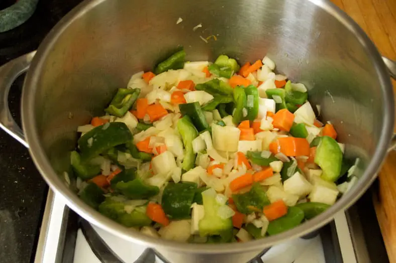 Adding all vegetables in the pot