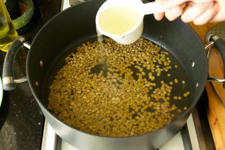 Cook lentils with vegetable broth
