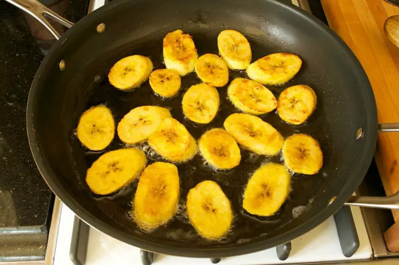 Frying of plantains in coconut oil