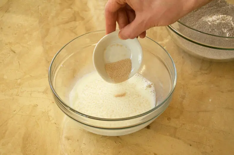 Adding yeast to the flour