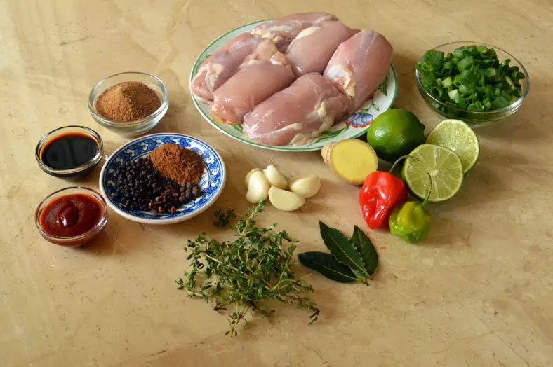 Ingredients - Lemon, Spices, Tomato sauce, soy sauce, chicken, garlic