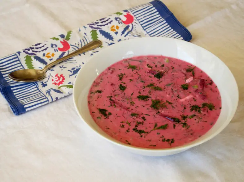 Saltibarsciai traditional Lithuanian cold beet soup