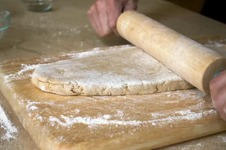 Rolling out the dough for bread