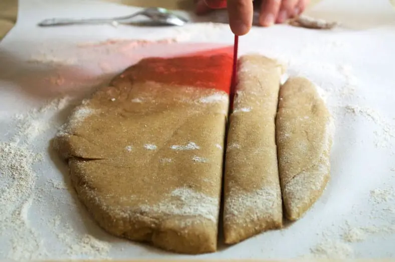 Cutting the dough for Mahamri