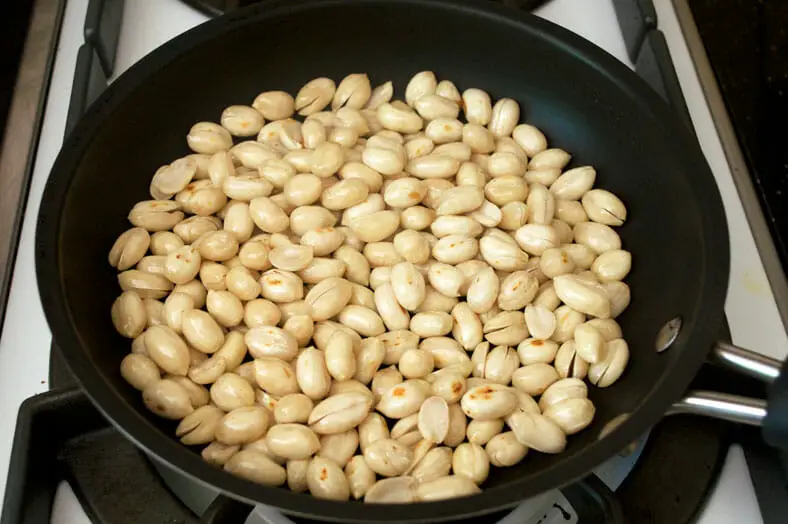 Here we are toasting peanuts in a pan