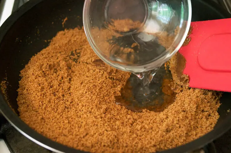 Melting coconut sugar with a little water