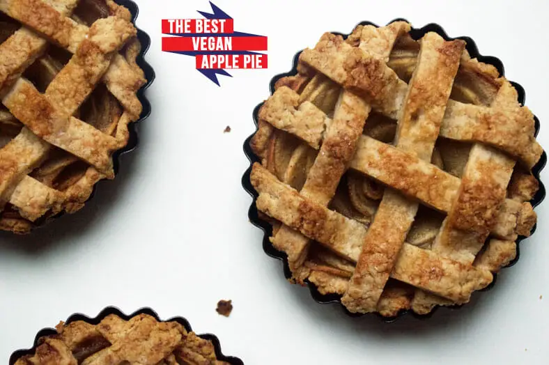 American vegan apple pie with lattice top