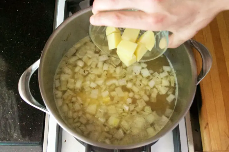 Adding diced and peel potato to really round out the soup
