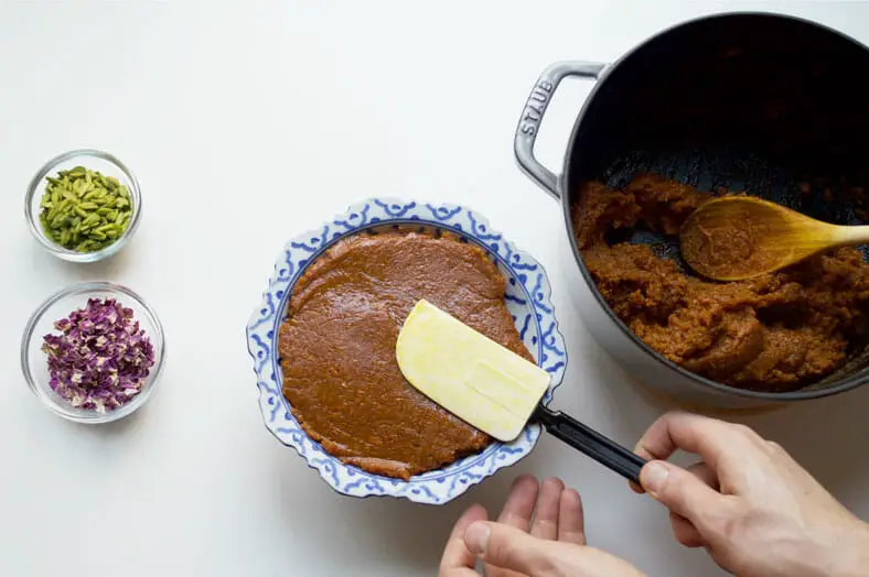Spreading cake with spatula to smoothly shape it into your serving dish