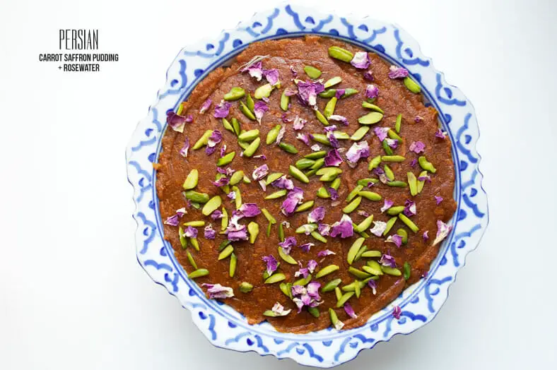 Halva ye havij is a Persian sweet carrot confection flavored with the likes of saffron and rosewater. It makes for a delicious dessert at any party!