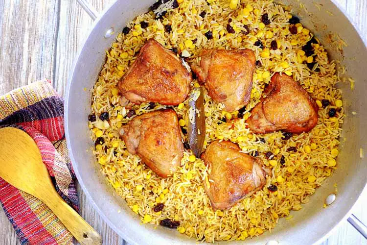 Chicken with saffron rice