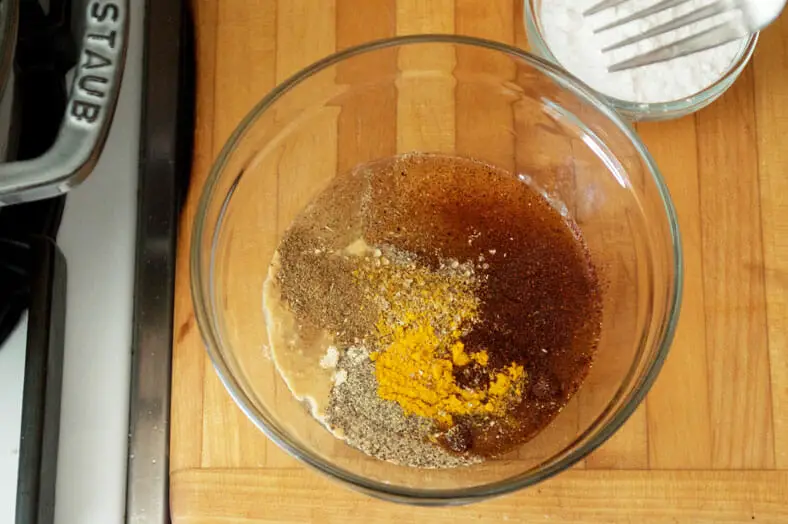 Mixture of oil and spices for lamb cooking