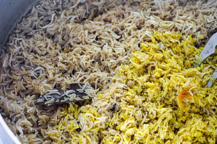 Yellow color saffron water cooked rice