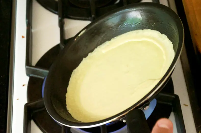 Evenly spreading the batter in the pan