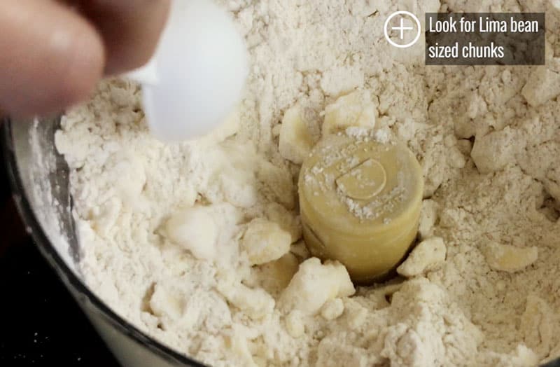 Lima bean sized chunks forming in the butter and flour mixture