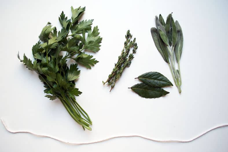 Herbs - cilantro, thyme, bay leaf