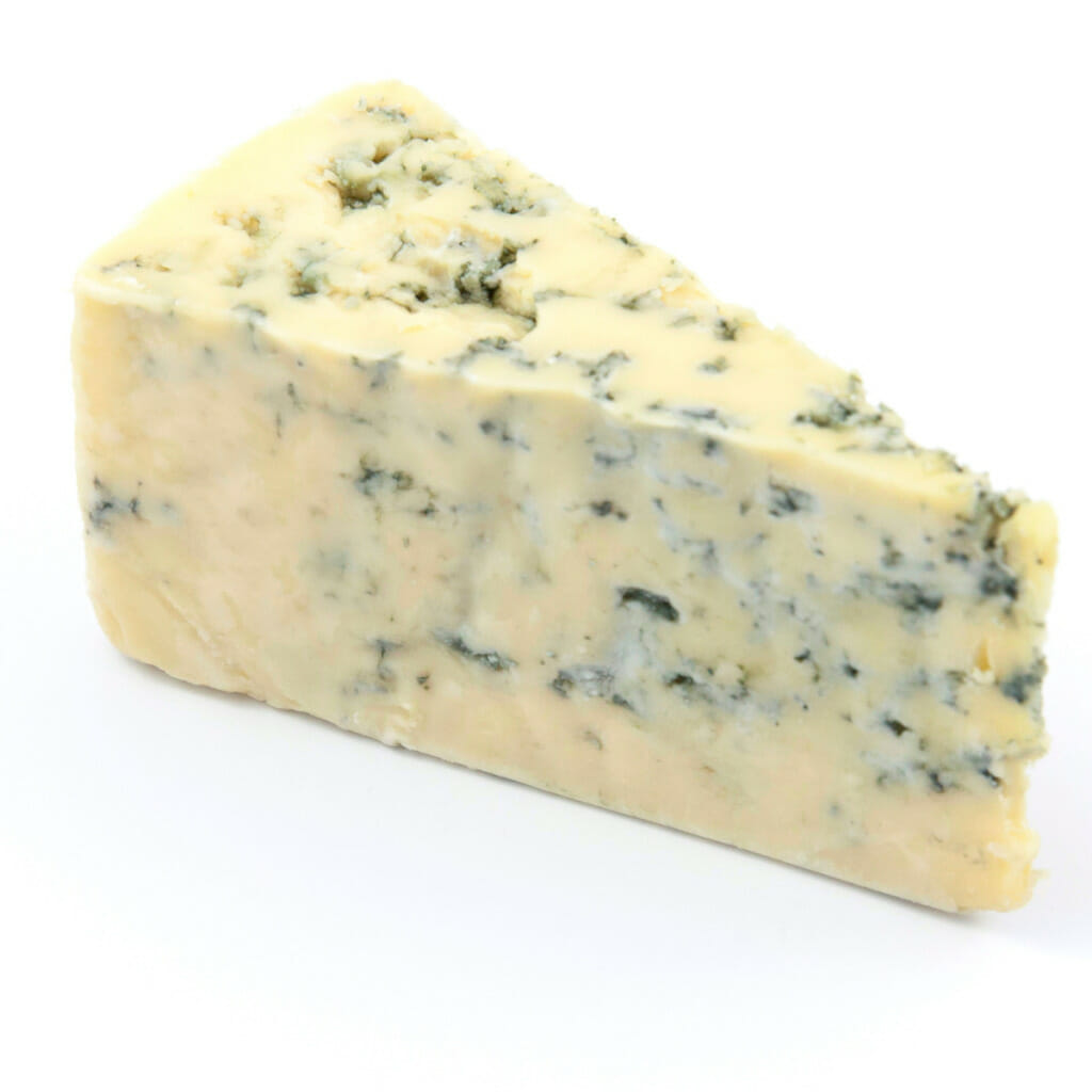 a wedge of Roquefort cheese 