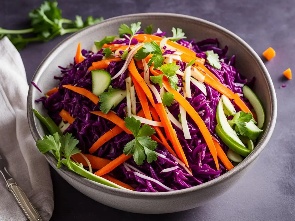 Jicama, Cabbage and Carrot Salad with Coriander on the table