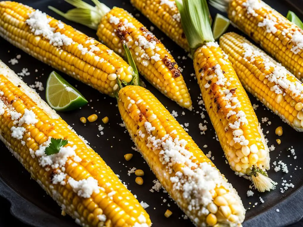 Mexican street corns elote with lemon