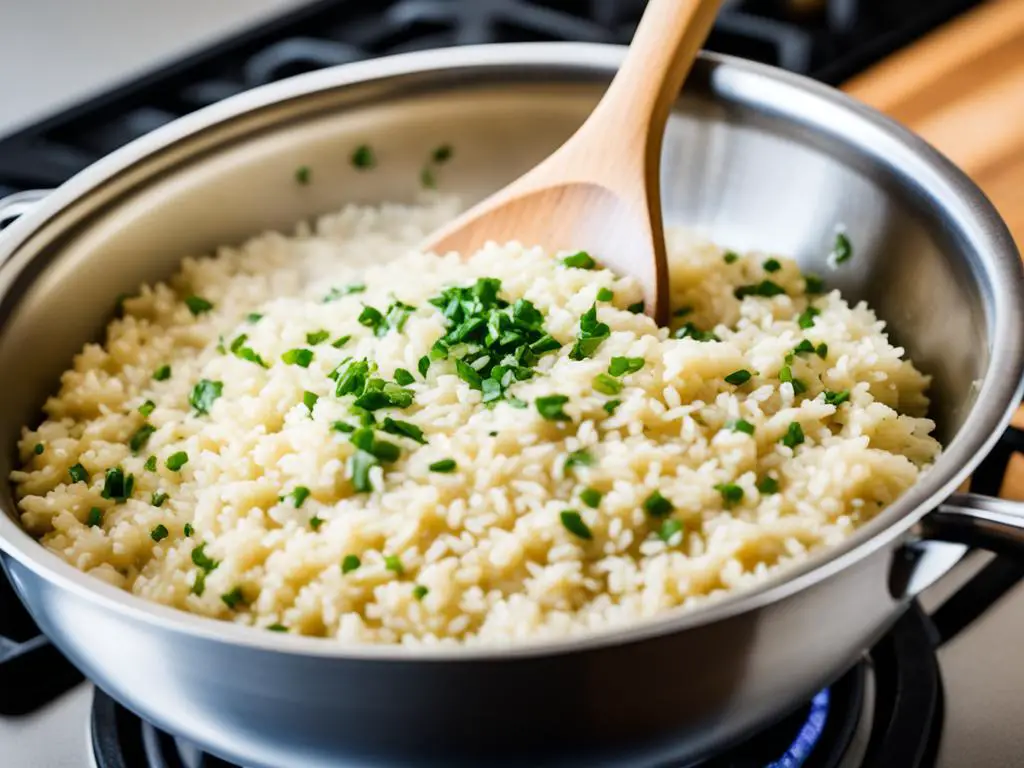 Reheating risotto in a pot on low flam