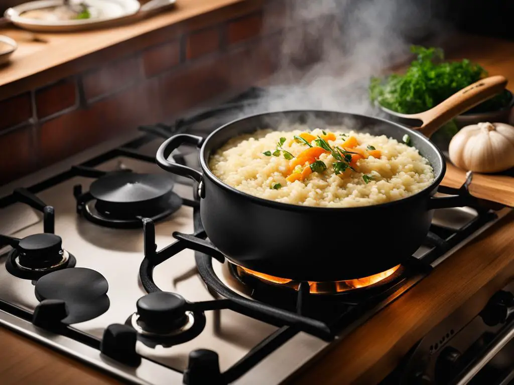 Reheating Risotto on a stove on high flam