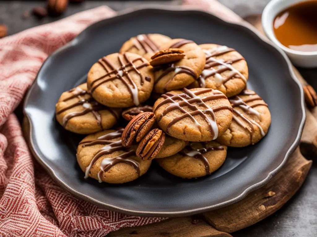 Snickerdoodles topped with chocolate on a plate