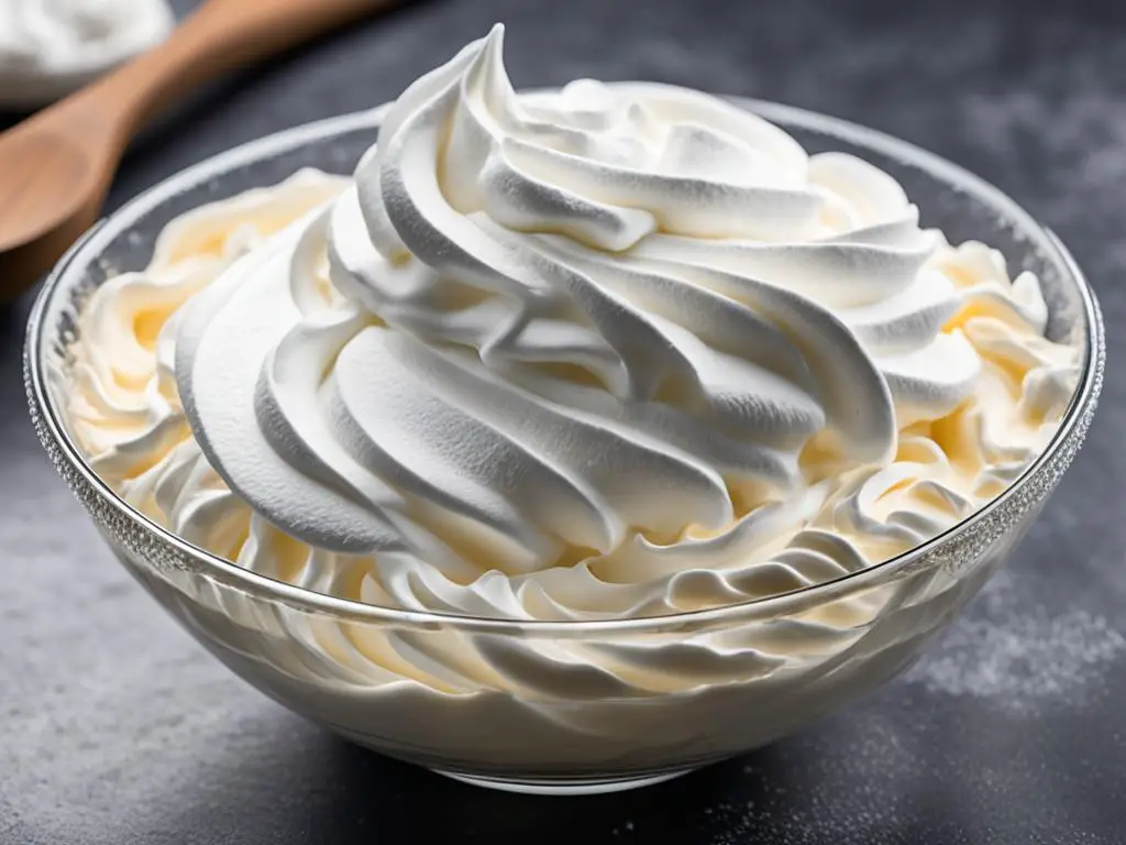Chantilly cream in glass bowl