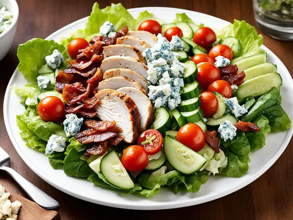 Cobb salad in plate on a table 