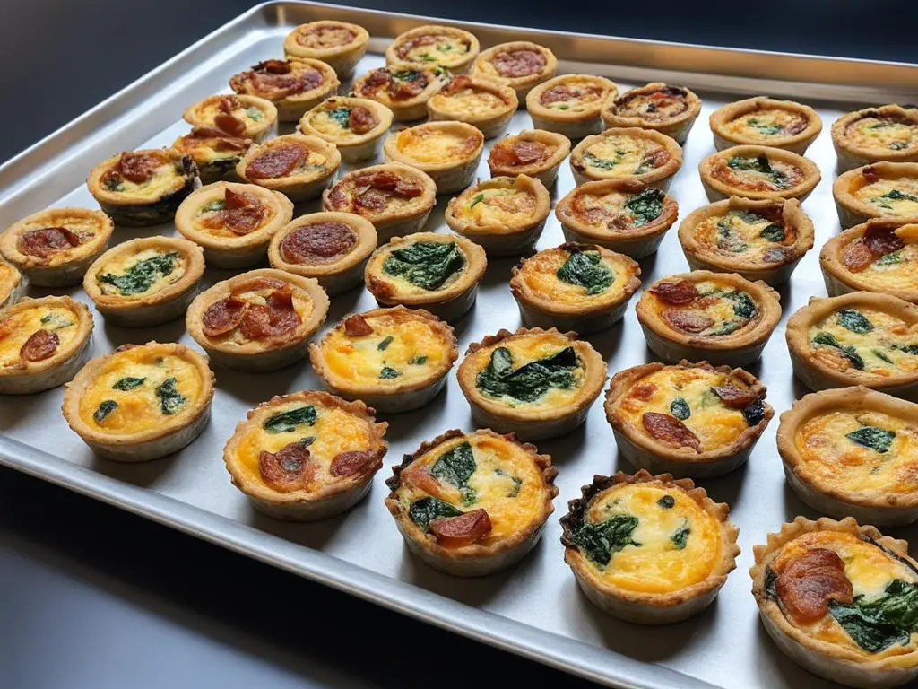Cup cakes of Quiche on tray